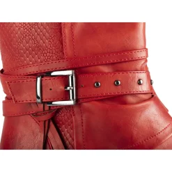 Bottines ROUGE Femme Motif Animal Fermeture éclair