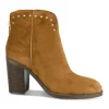 Bottines Santiag MARRON Femme Motif Clouté Fermeture éclair