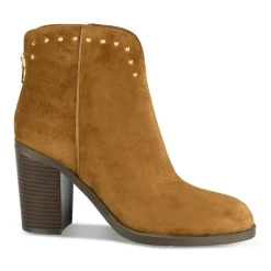Bottines Santiag MARRON Femme Motif Clouté Fermeture éclair