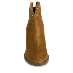Bottines Santiag MARRON Femme Motif Clouté Fermeture éclair