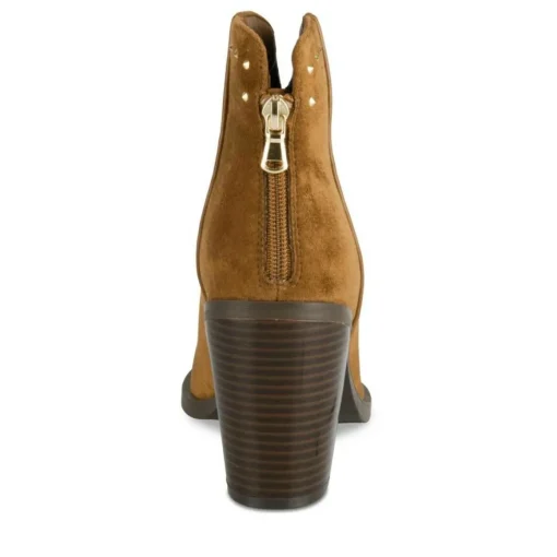 Bottines Santiag MARRON Femme Motif Clouté Fermeture éclair