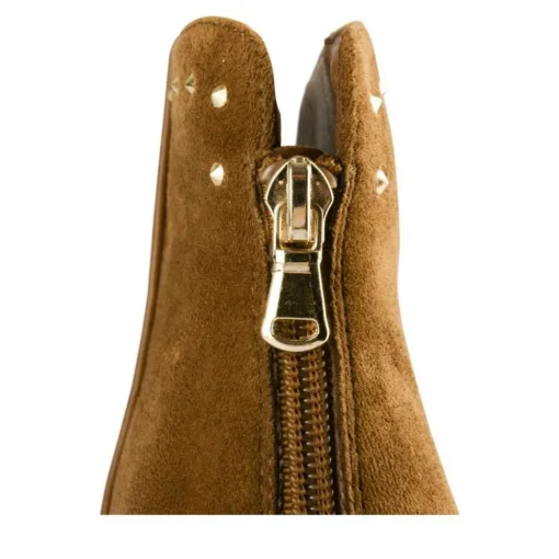 Bottines Santiag MARRON Femme Motif Clouté Fermeture éclair