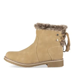 Bottines TAUPE Femme Motif Fausse Fourrure Fermeture éclair