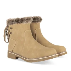 Bottines TAUPE Femme Motif Fausse Fourrure Fermeture éclair