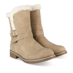 Bottines TAUPE Femme Motif Fausse Fourrure Fermeture éclair