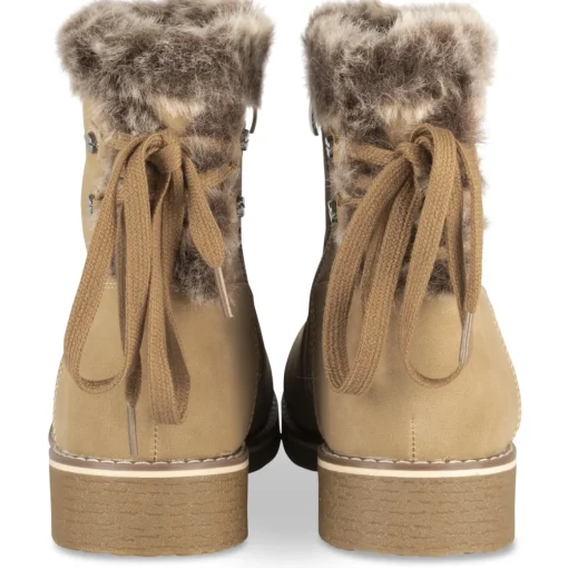 Bottines TAUPE Femme Motif Fausse Fourrure Fermeture éclair