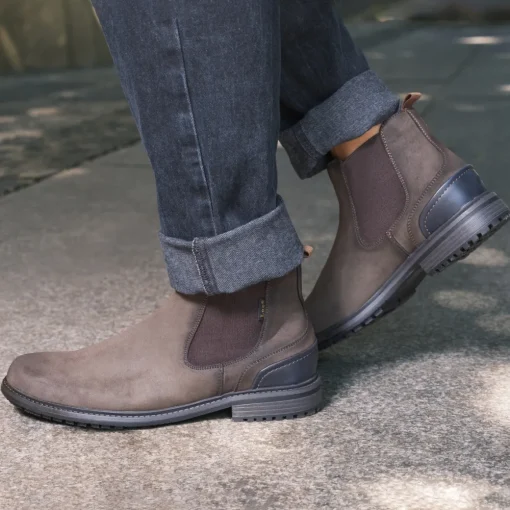 Bottines TAUPE Homme Motif Uni A Enfiler