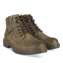 Bottines TAUPE Homme Motif Uni Lacets + Fermeture éclair