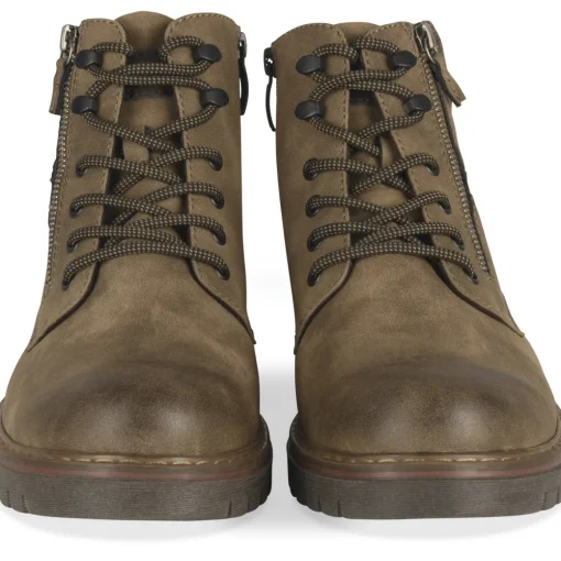 Bottines TAUPE Homme Motif Uni Lacets + Fermeture éclair