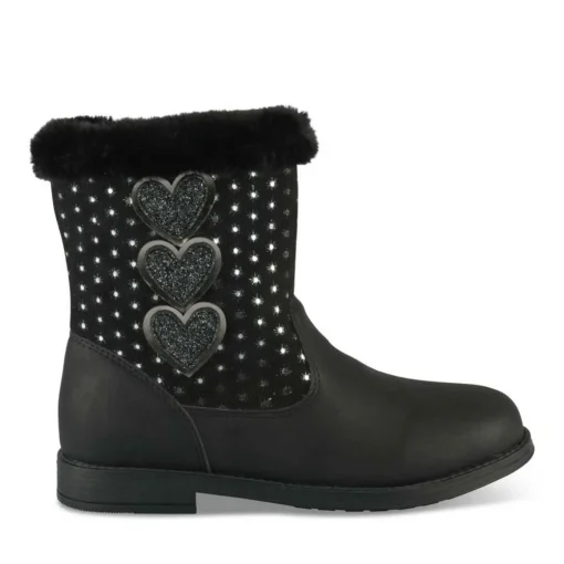 Bottines Toile NOIR Fille Motif A Pois Fermeture éclair