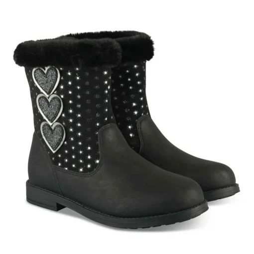 Bottines Toile NOIR Fille Motif A Pois Fermeture éclair