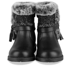 Bottines Toile NOIR Fille Motif Fausse Fourrure Fermeture éclair