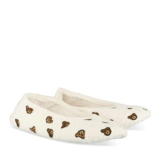 Chaussons Ballerine BEIGE Femme Motif Animal A Enfiler