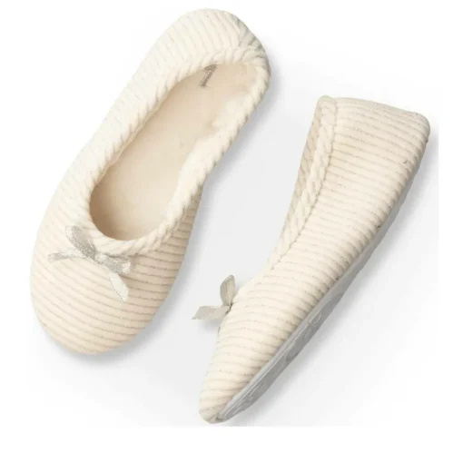 Chaussons Ballerine BEIGE Femme Motif Uni A Enfiler
