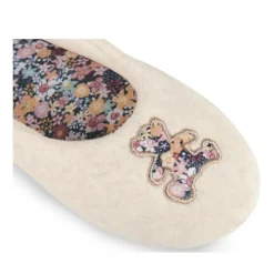 Chaussons Ballerine BEIGE Femme Motif Fleuri A Enfiler