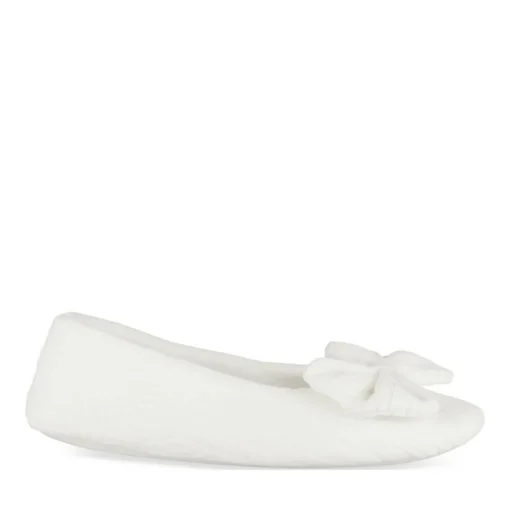 Chaussons Ballerine BLANC Femme Motif Uni A Enfiler