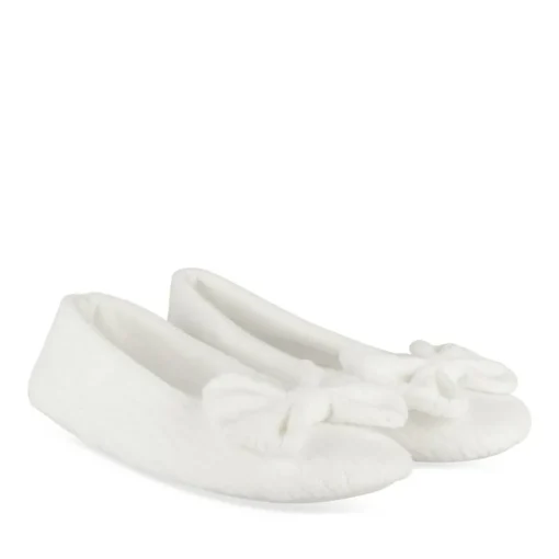 Chaussons Ballerine BLANC Femme Motif Uni A Enfiler