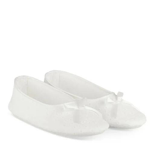 Chaussons Ballerine BLANC Femme Motif Uni A Enfiler