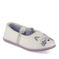 Chaussons Ballerine BLANC Fille Motif Animal A Enfiler