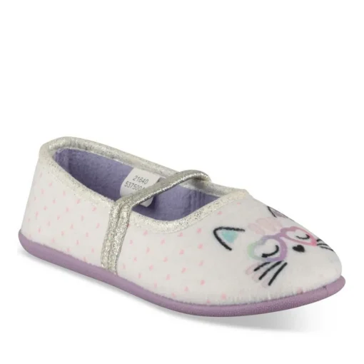 Chaussons Ballerine BLANC Fille Motif Animal A Enfiler