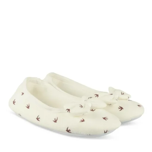 Chaussons Ballerine BLANC Femme Motif Animal A Enfiler