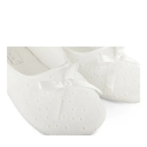 Chaussons Ballerine BLANC Femme Motif Uni A Enfiler