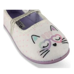 Chaussons Ballerine BLANC Fille Motif Animal A Enfiler