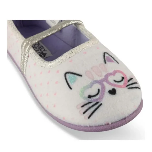 Chaussons Ballerine BLANC Fille Motif Animal A Enfiler