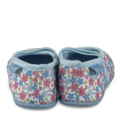 Chaussons Ballerine BLEU Fille Motif Fleuri Elastique