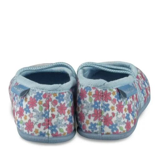 Chaussons Ballerine BLEU Fille Motif Fleuri Elastique