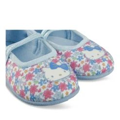 Chaussons Ballerine BLEU Fille Motif Fleuri Elastique