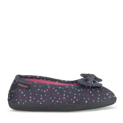 Chaussons Ballerine GRIS Femme Motif A Pois A Enfiler