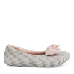 Chaussons Ballerine GRIS Femme Motif Uni A Enfiler