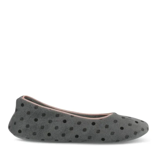 Chaussons Ballerine GRIS Femme Motif A Pois A Enfiler