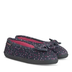 Chaussons Ballerine GRIS Femme Motif A Pois A Enfiler