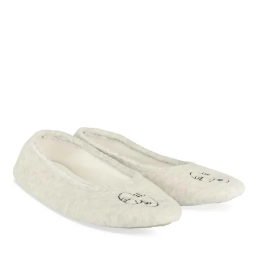 Chaussons Ballerine GRIS Femme Motif Uni A Enfiler