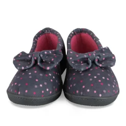Chaussons Ballerine GRIS Femme Motif A Pois A Enfiler
