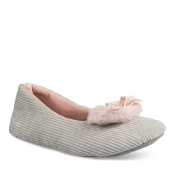 Chaussons Ballerine GRIS Femme Motif Uni A Enfiler