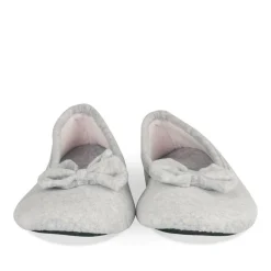 Chaussons Ballerine GRIS Femme Motif Uni A Enfiler