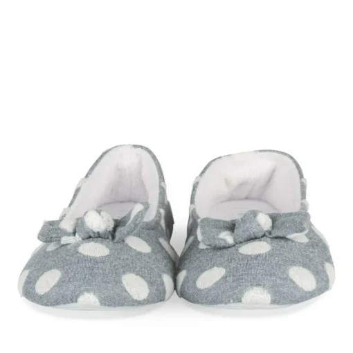 Chaussons Ballerine GRIS Femme Motif A Pois A Enfiler