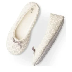 Chaussons Ballerine GRIS Femme Motif Uni A Enfiler