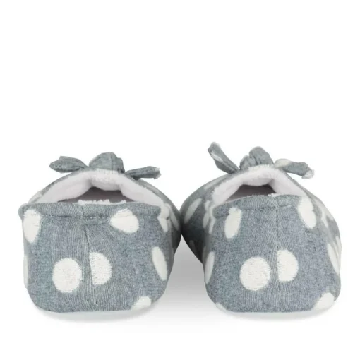 Chaussons Ballerine GRIS Femme Motif A Pois A Enfiler