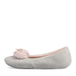 Chaussons Ballerine GRIS Femme Motif Uni A Enfiler