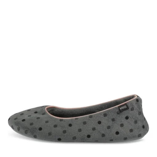 Chaussons Ballerine GRIS Femme Motif A Pois A Enfiler