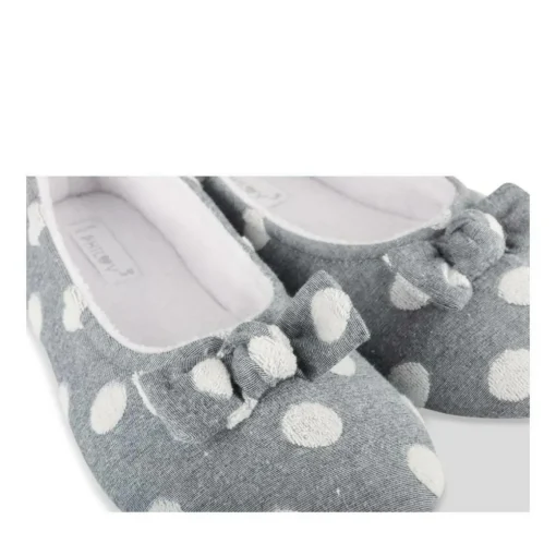 Chaussons Ballerine GRIS Femme Motif A Pois A Enfiler