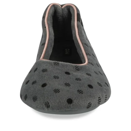 Chaussons Ballerine GRIS Femme Motif A Pois A Enfiler