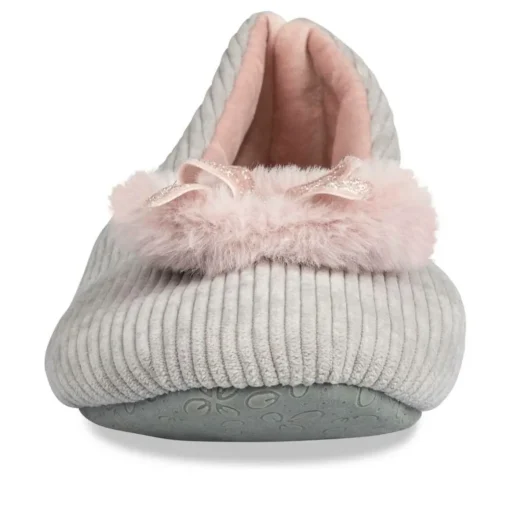 Chaussons Ballerine GRIS Femme Motif Uni A Enfiler