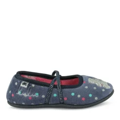 Chaussons Ballerine MARINE Fille Motif A Pois Elastique