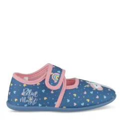 Chaussons Ballerine MARINE Fille Motif Licorne Scratch