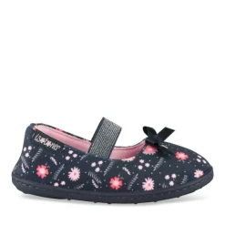 Chaussons Ballerine MARINE Fille Motif Fleuri A Enfiler